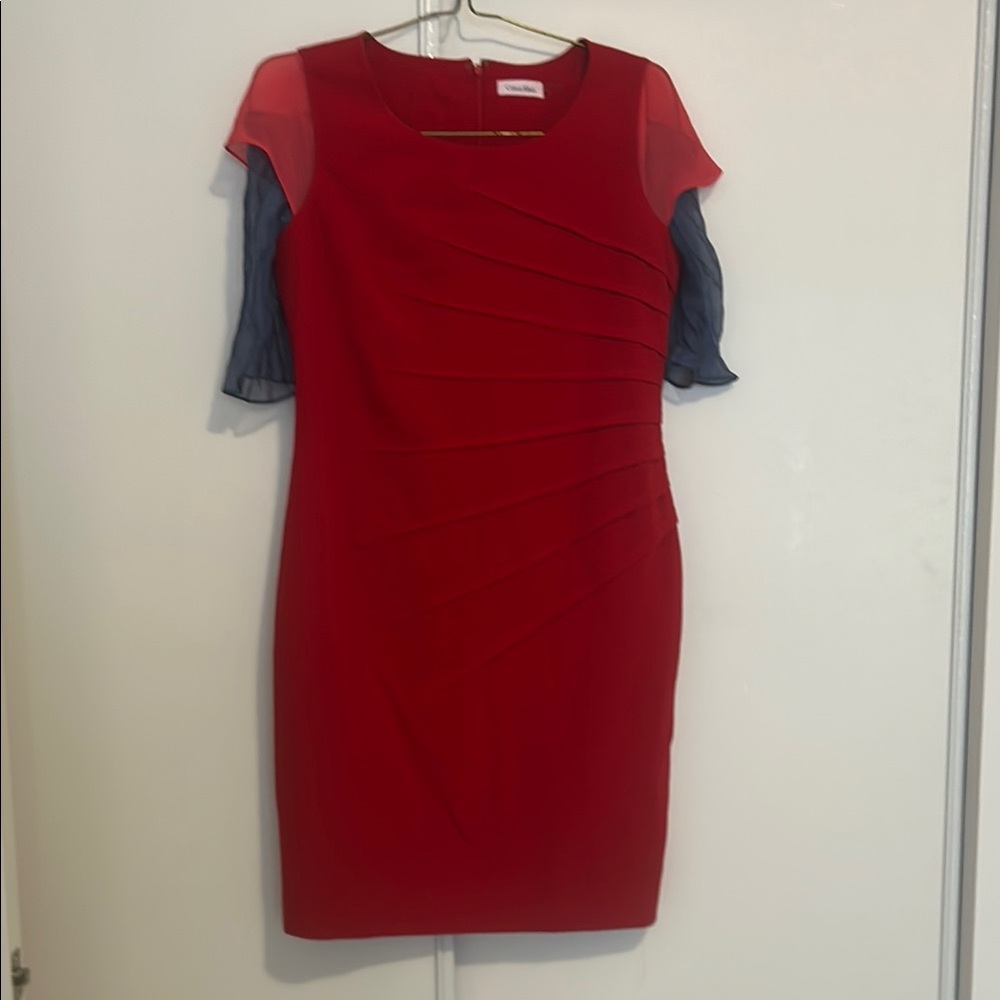 Calvin Klein Mini Dress in Red and Blue. Size 8